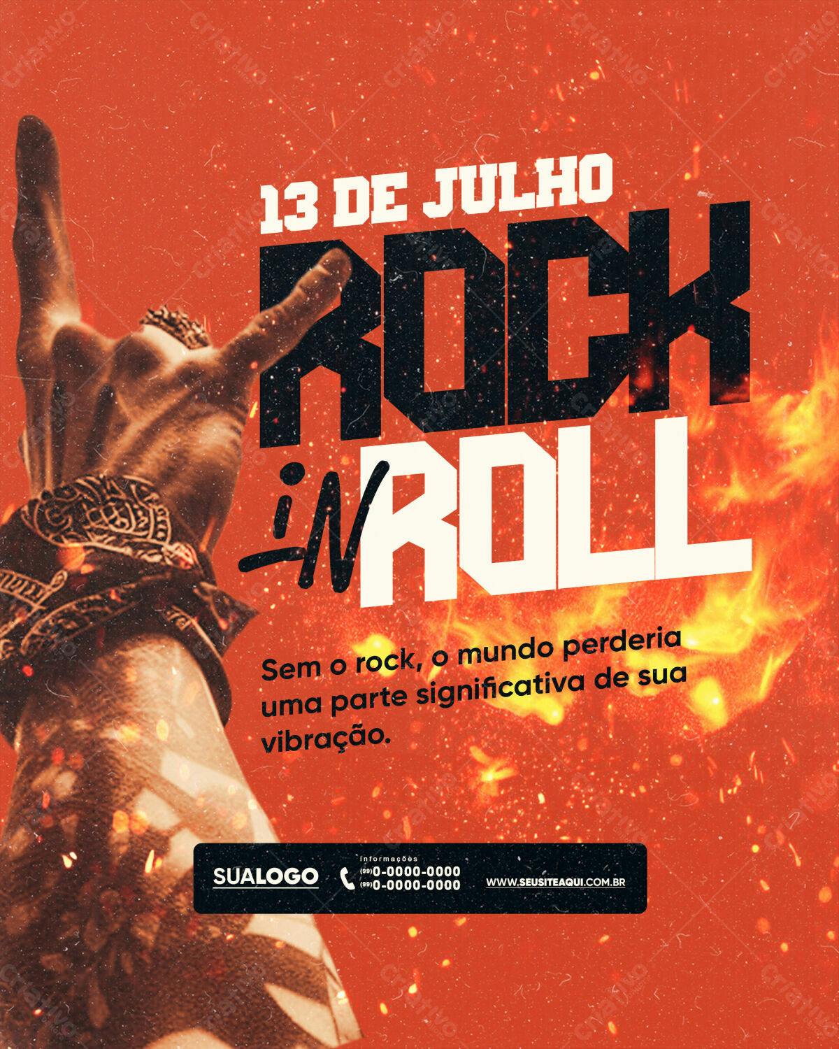 Flyer Rock n' Roll 13 de Julho PSD Editável
