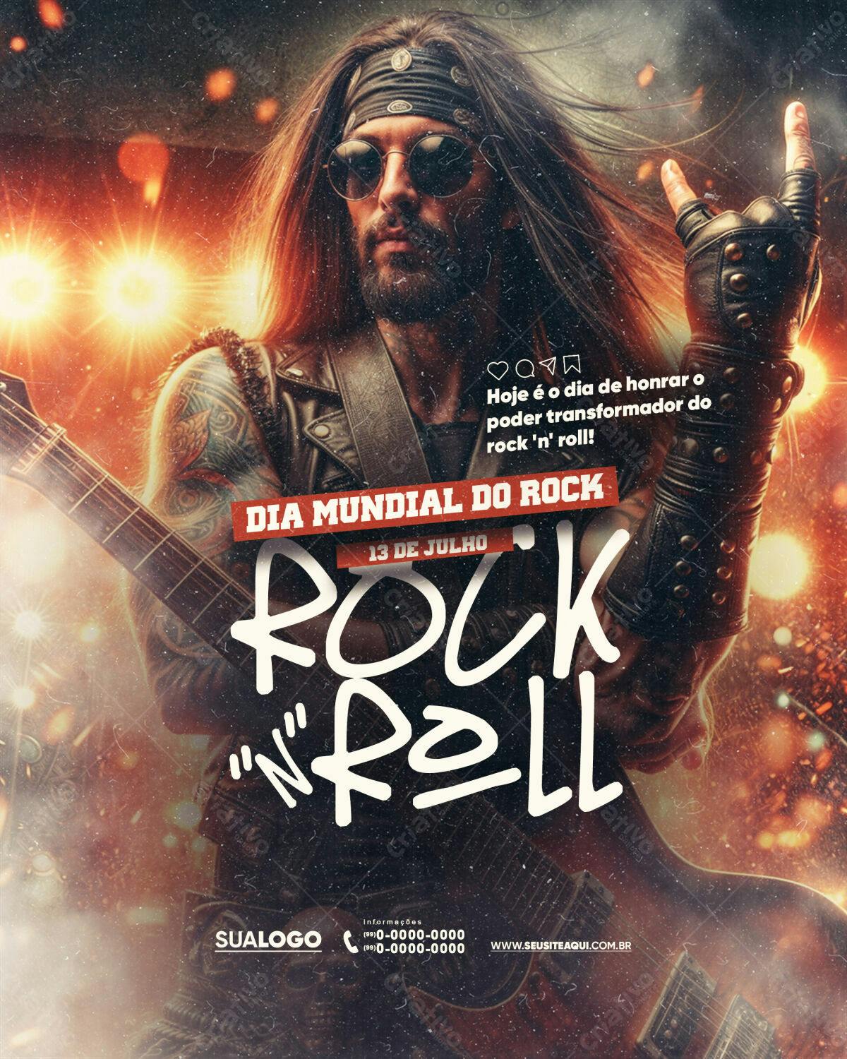 Flyer Dia Mundial do Rock PSD Editável