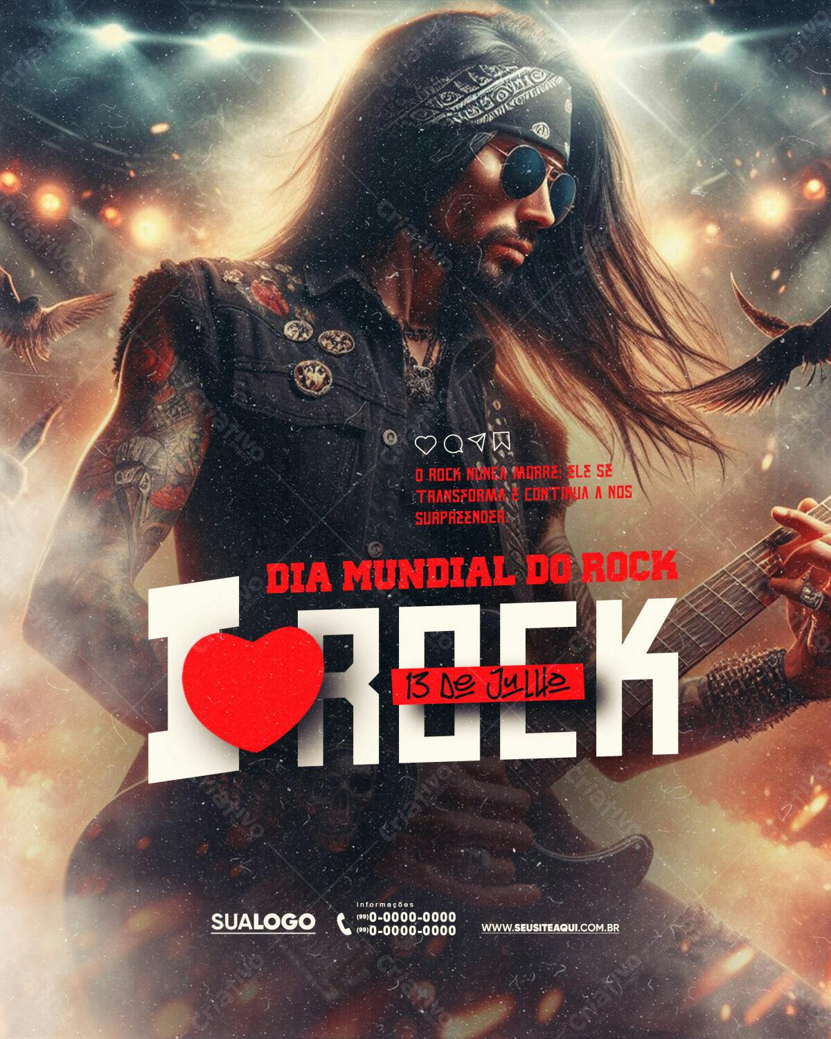 Flyer Dia Mundial do Rock PSD Editável