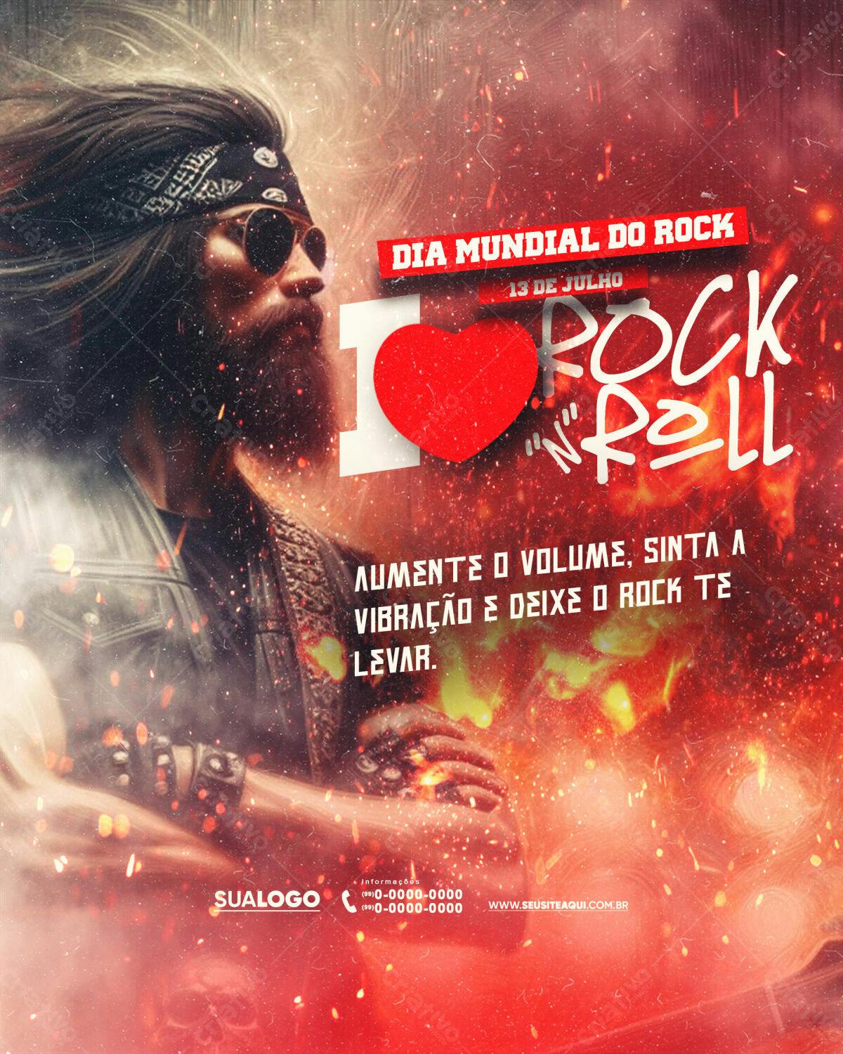 Flyer Dia Mundial do Rock PSD Editável