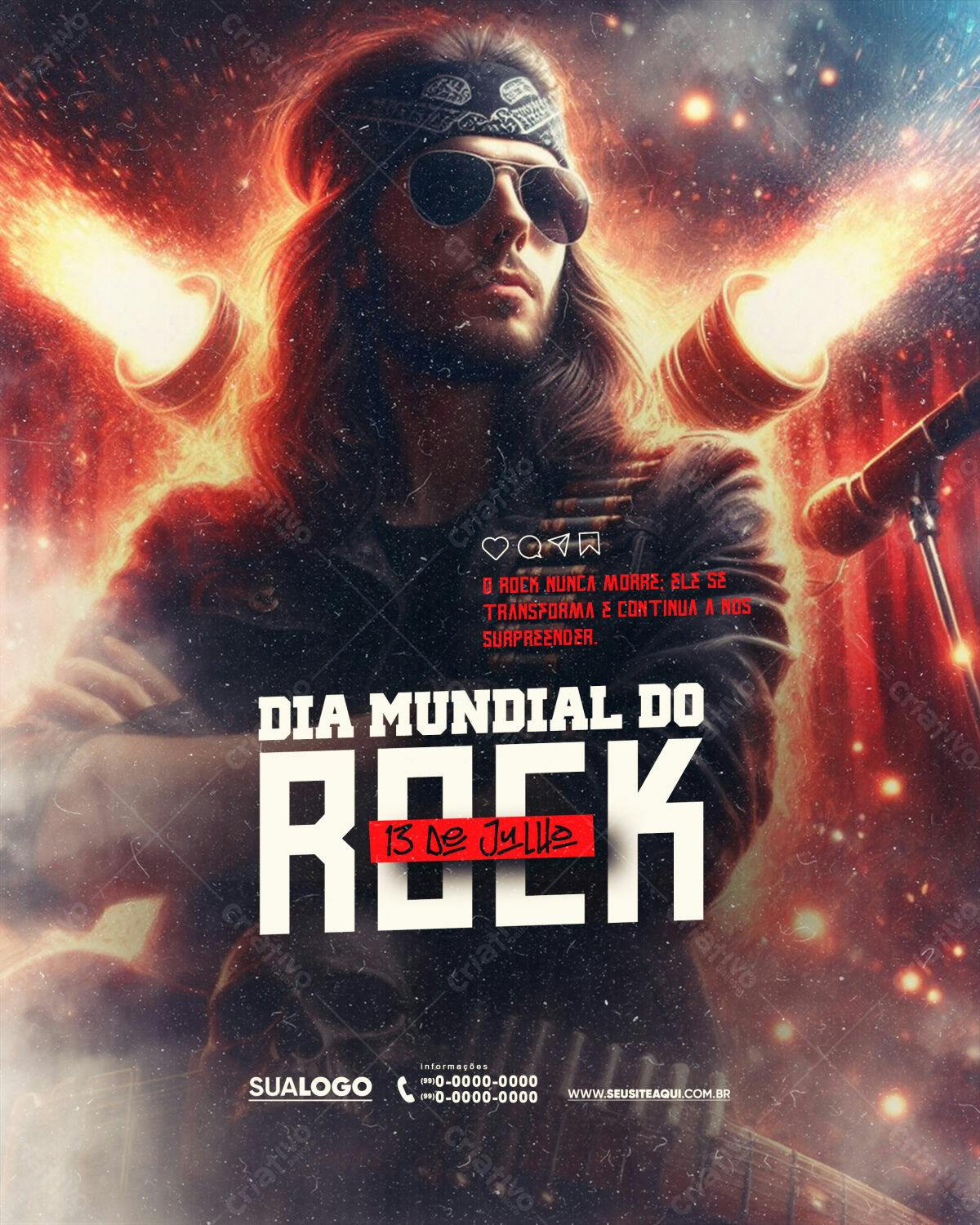 Flyer Dia Mundial do Rock PSD Editável