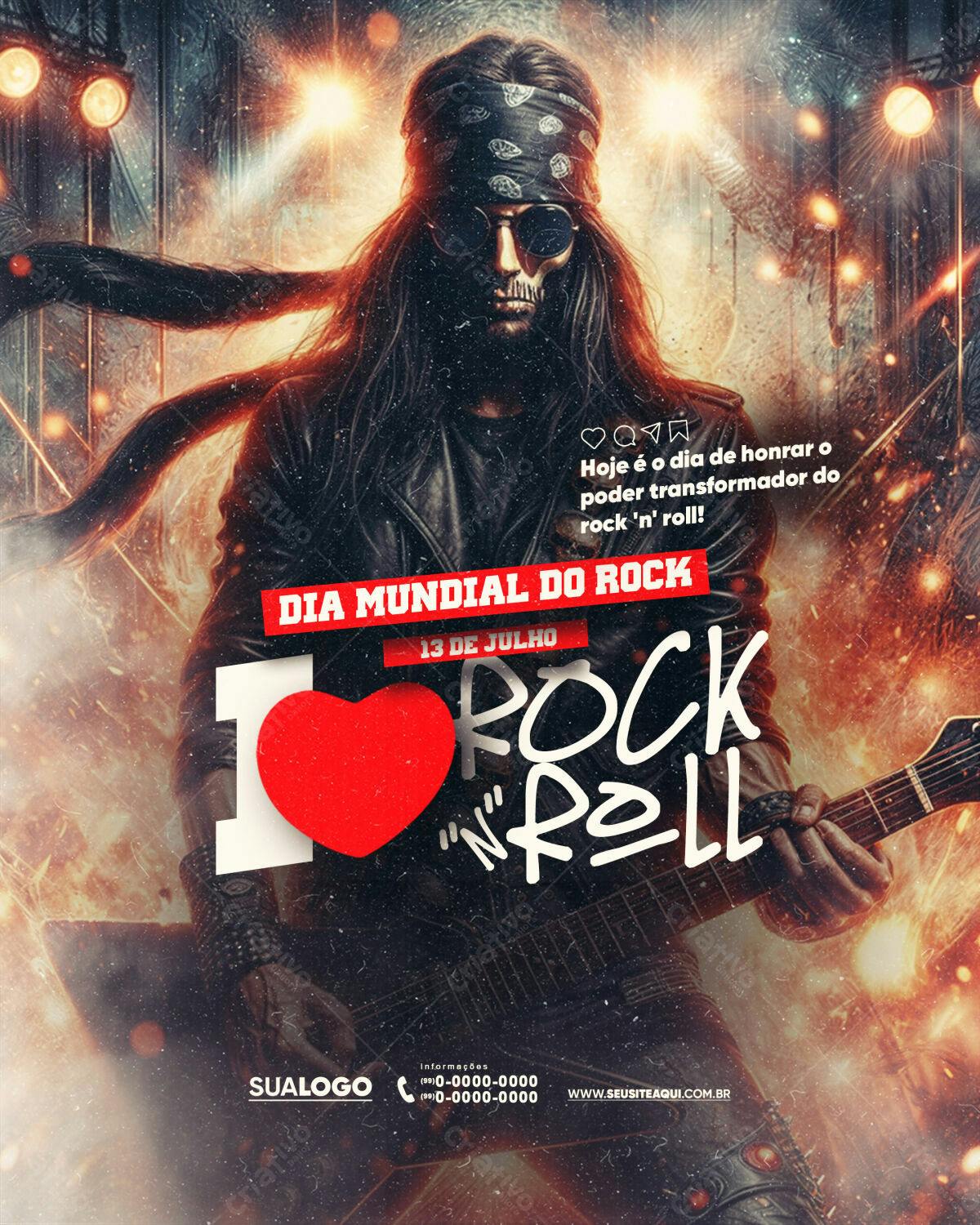 Flyer Dia Mundial do Rock PSD Editável