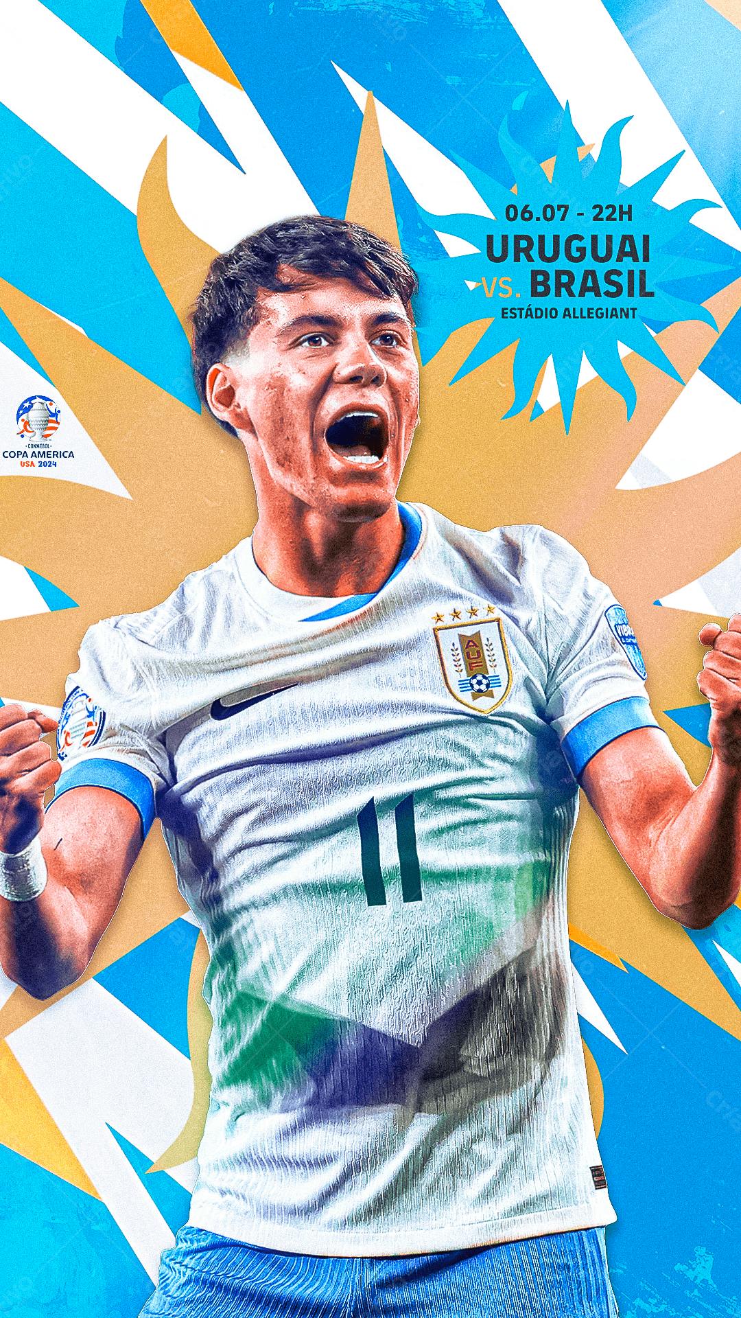 Flyer Copa América Uruguai x Brasil PSD Editável