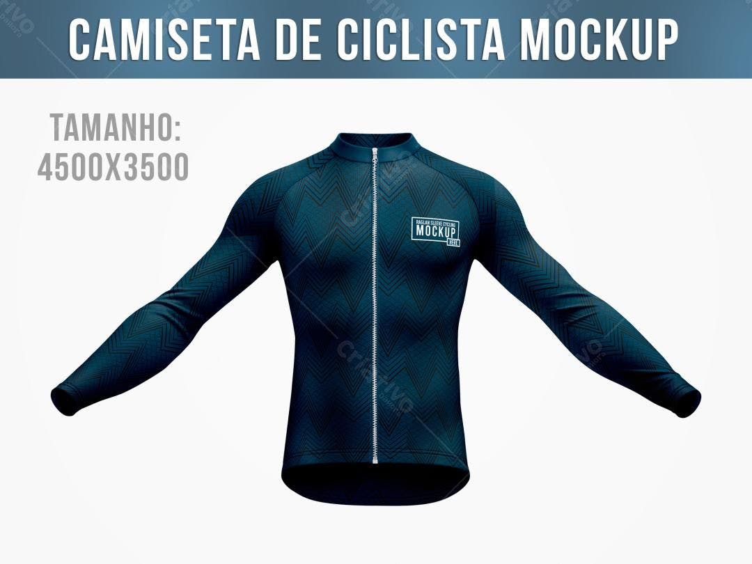 Mockup Camiseta Ciclismo: Design Moderno Azul Escuro