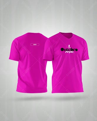 Psd mockup de modelo de camiseta outubro rosa design totalmente editavel t shirt template fully editable 03
