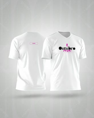Psd mockup de modelo de camiseta outubro rosa design totalmente editavel t shirt template fully editable 05