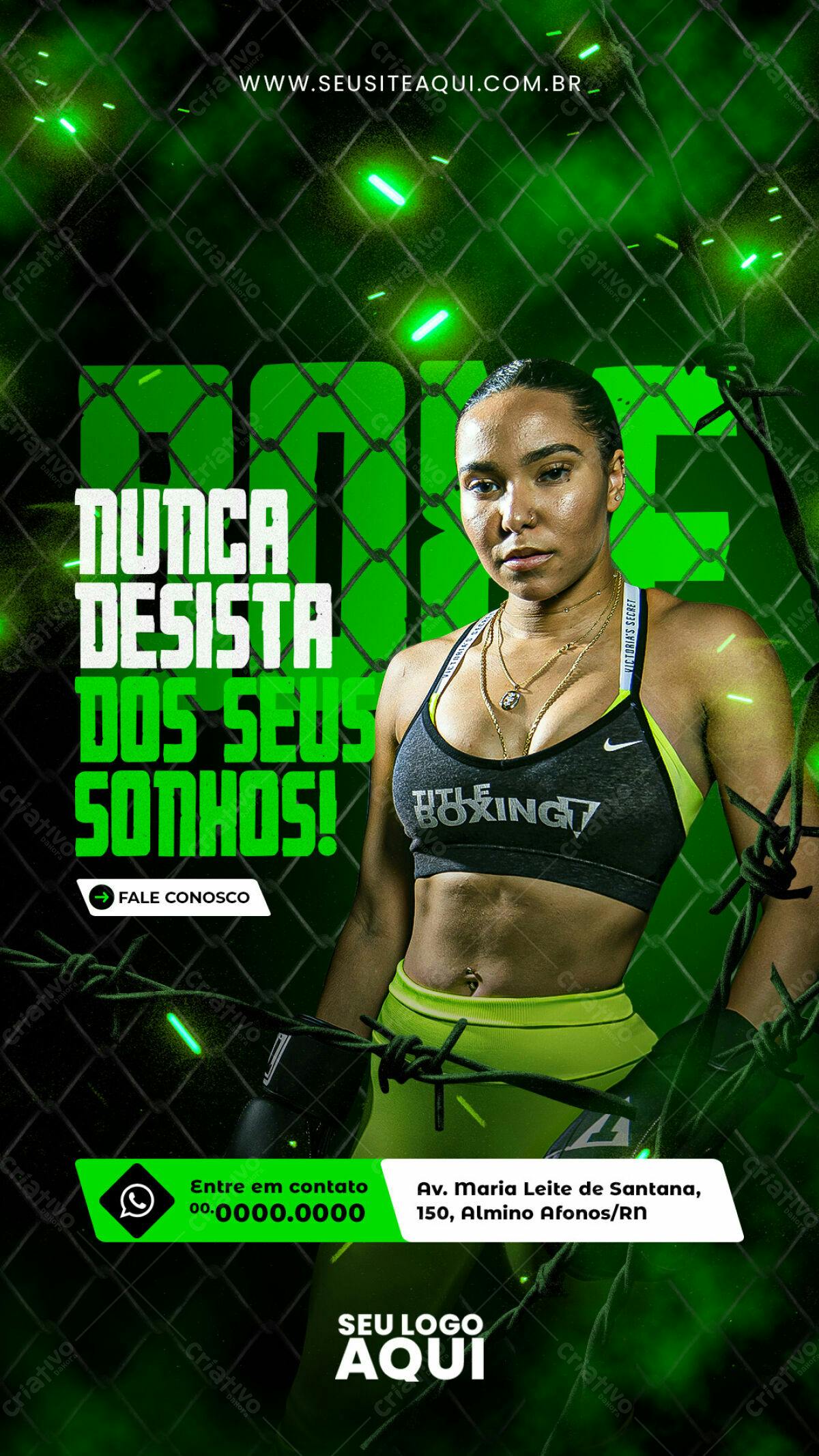 Flyer Motivacional para Boxe PSD Editável