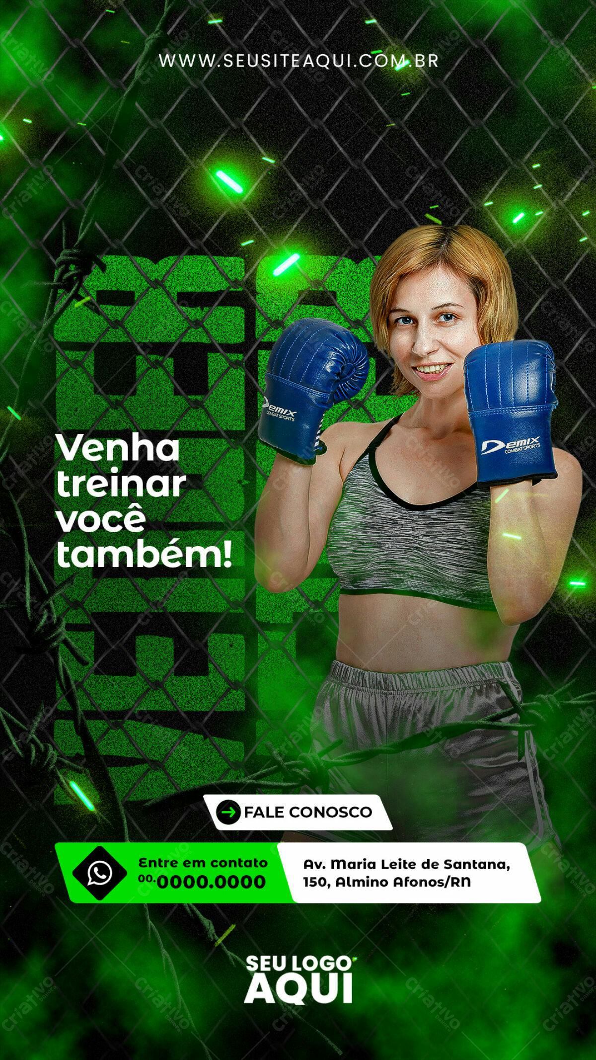 Flyer Academia Boxe Feminino PSD Editável