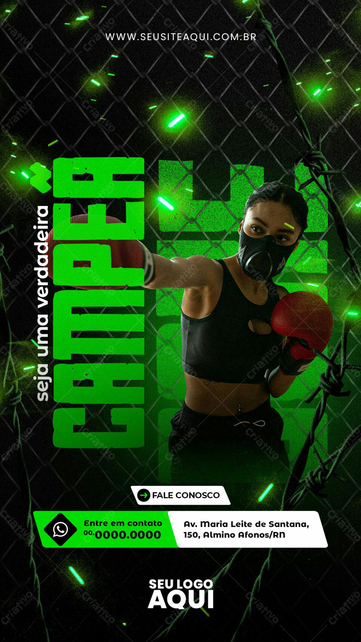 Flyer para Luta Boxe Feminina PSD Editável