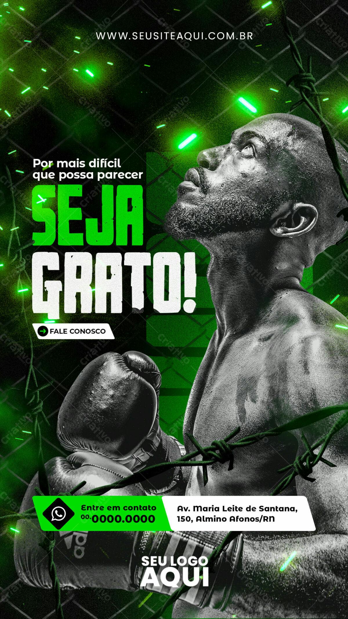 Flyer Motivacional Boxe PSD Editável