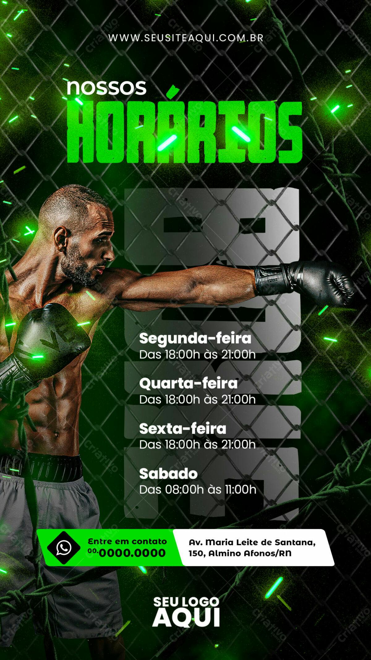 Flyer Academia Boxe Horários PSD Editável