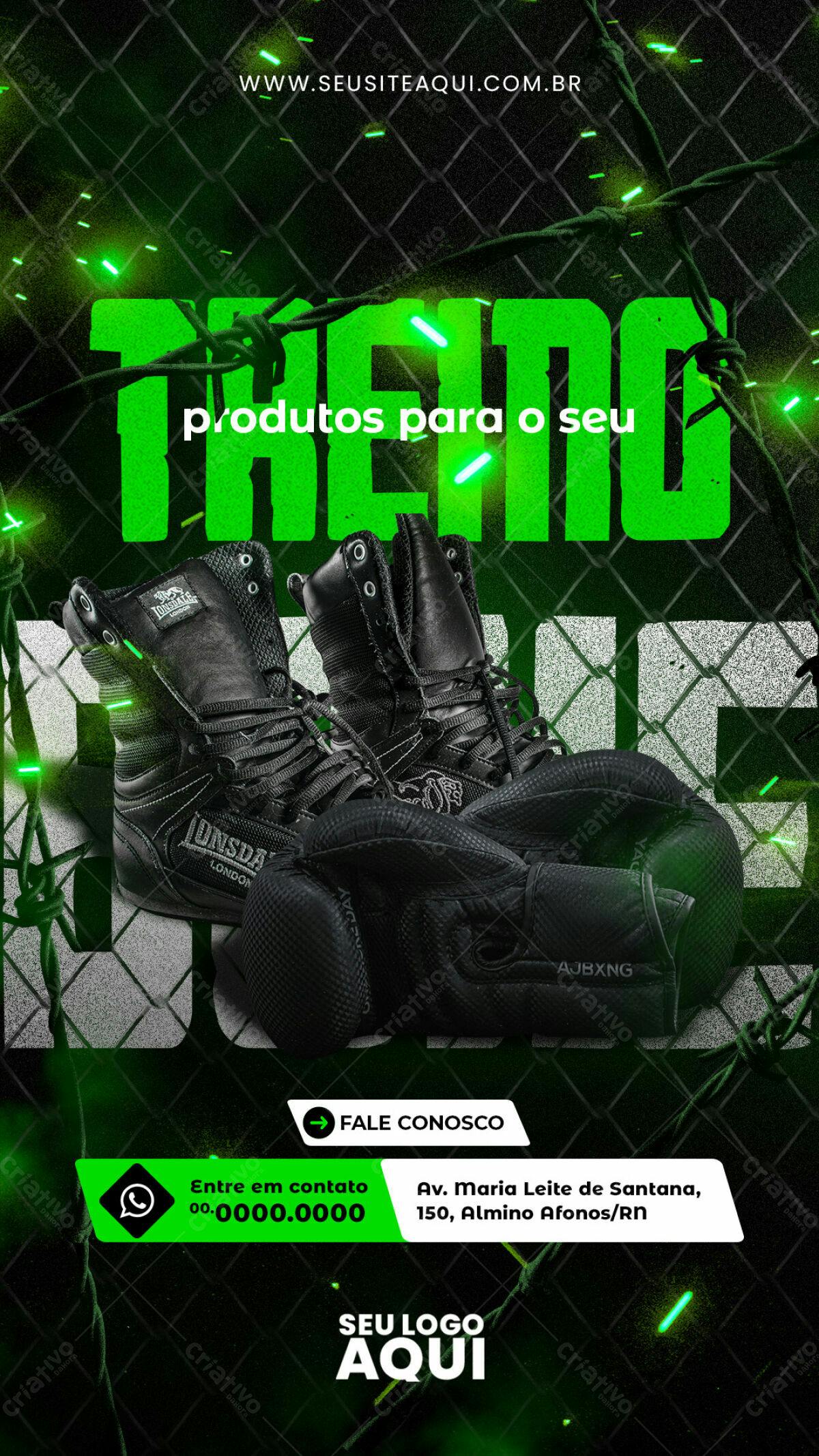 Flyer Treino Boxe com Luvas e Botas PSD Editável