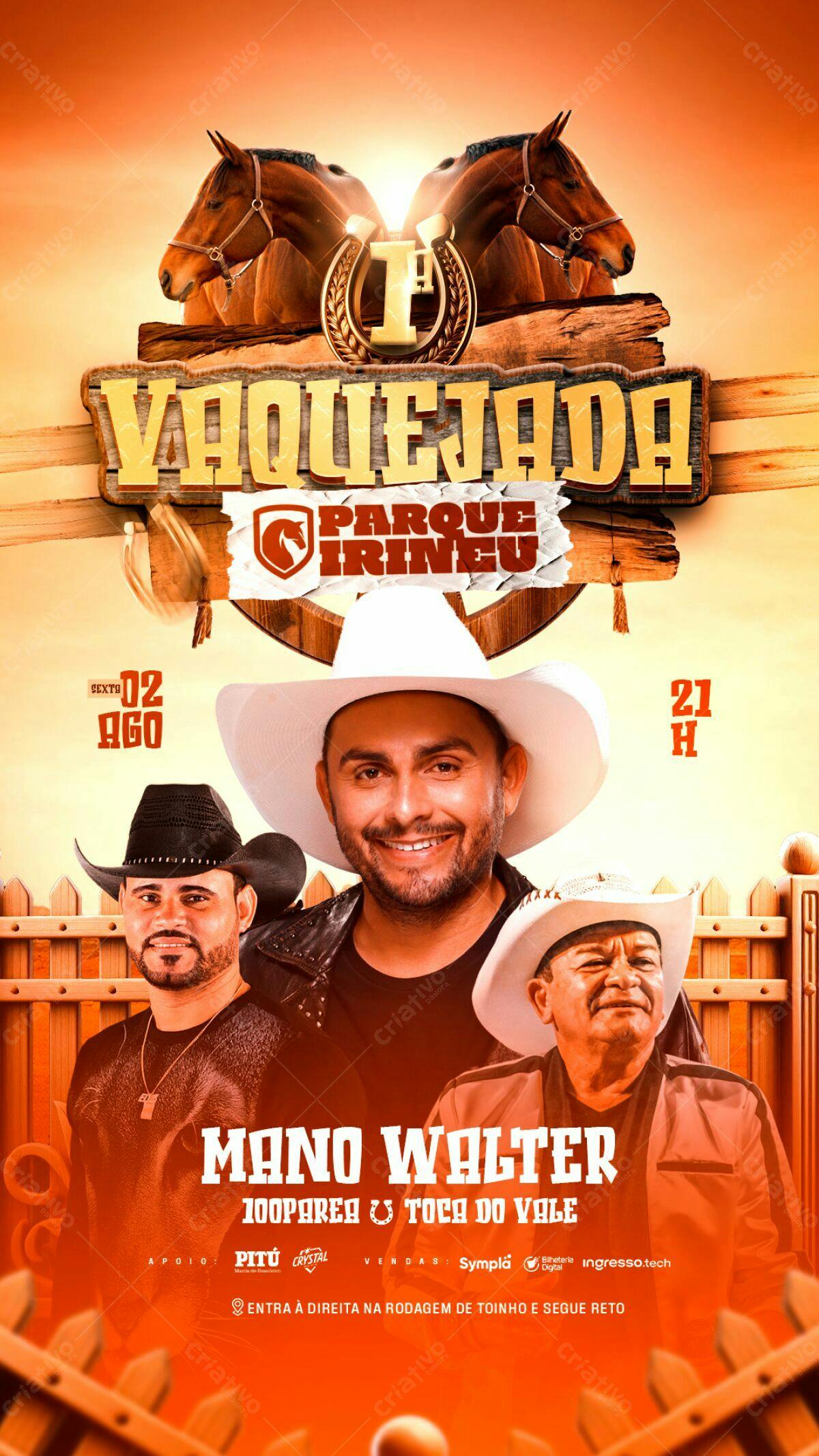 Flyer Vaquejada Parque Irinêo PSD Editável