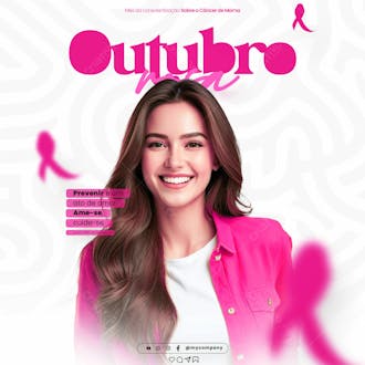Outubro rosa mês de conscientização sobre o câncer de mama social media flyer psd editável a 2