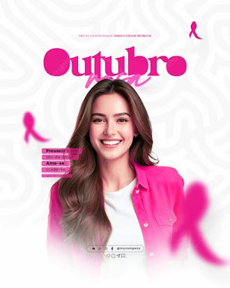 Outubro rosa mês de conscientização sobre o câncer de mama social media flyer psd editável a 1