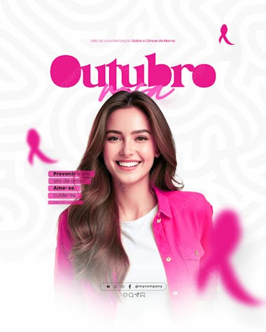 Outubro rosa mês de conscientização sobre o câncer de mama social media flyer psd editável a 1