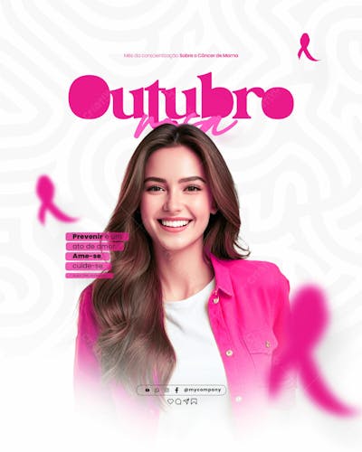 Outubro Rosa Mês De Conscientização Sobre O Câncer De Mama Social Media Flyer Psd Editável A 1