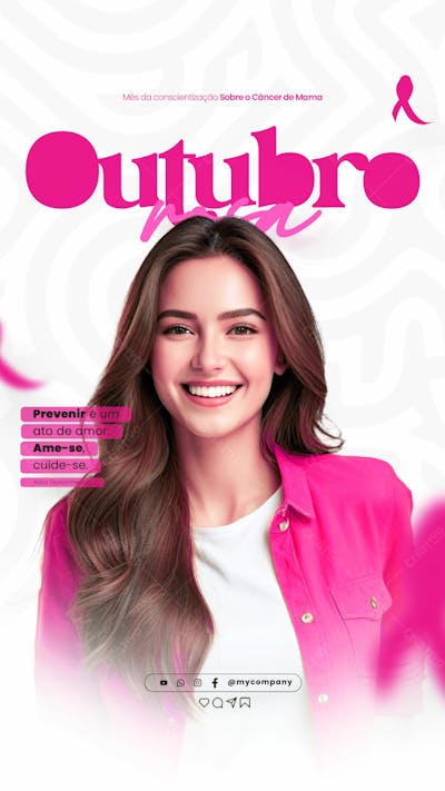 Outubro Rosa Mês De Conscientização Sobre O Câncer De Mama Social Media Flyer Psd Editável A 3