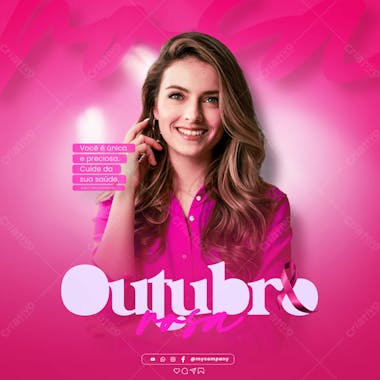 Outubro rosa mês de conscientização sobre o câncer de mama social media flyer psd editável b 2