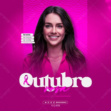 Outubro rosa mês de conscientização sobre o câncer de mama social media flyer psd editável c 2