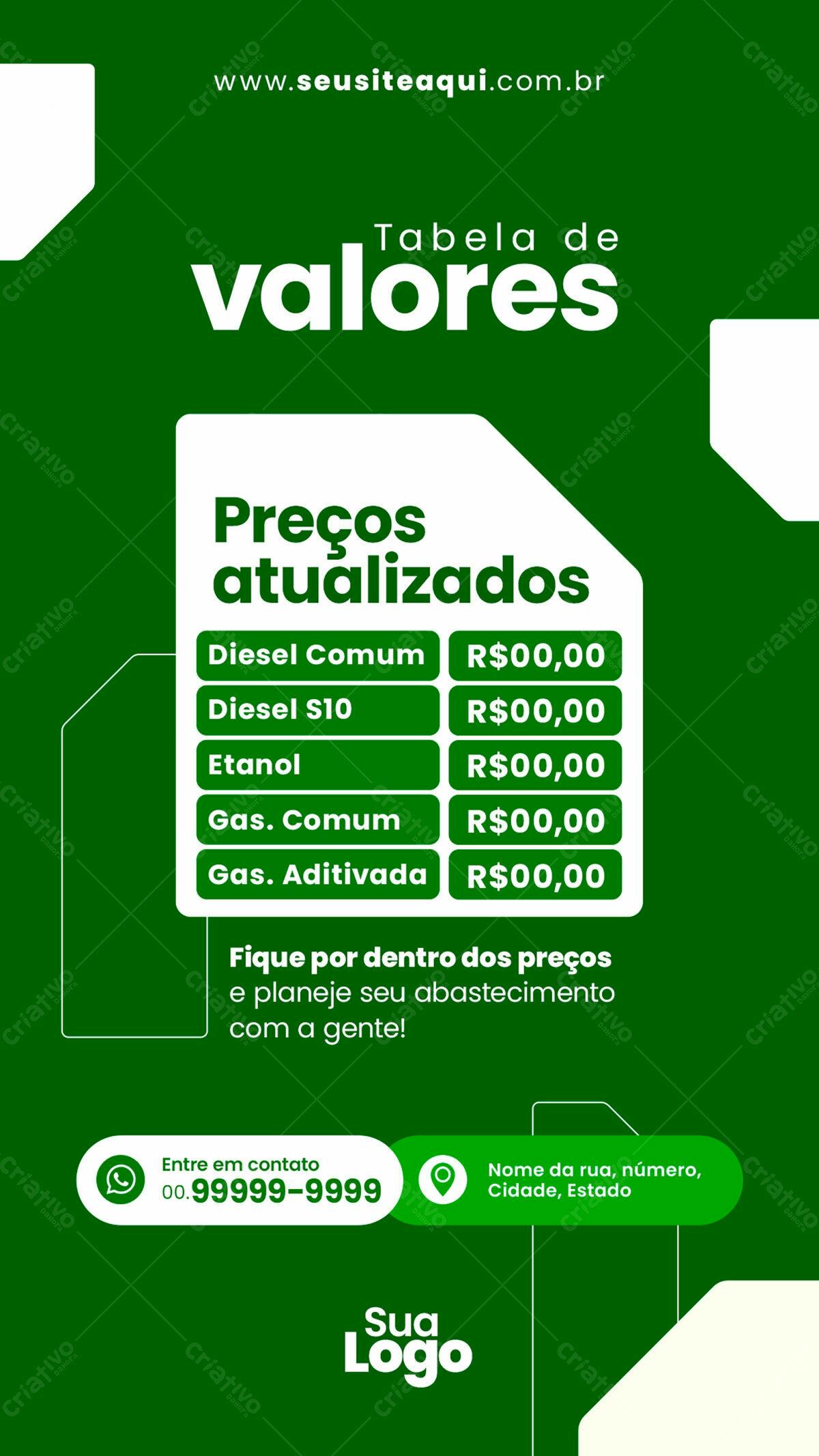 Postagem Instagram Preços Combustíveis PSD Editável