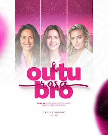 Outubro rosa mês de conscientização sobre o câncer de mama social media flyer psd editável h 1