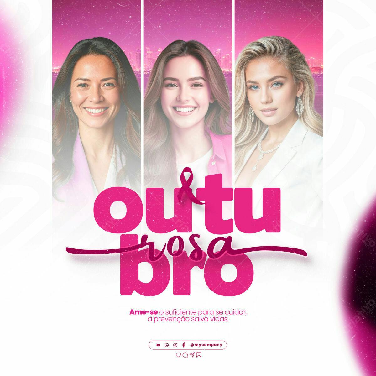 Flyer Outubro Rosa PSD Editável
