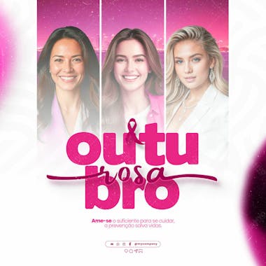 Outubro rosa mês de conscientização sobre o câncer de mama social media flyer psd editável h 2