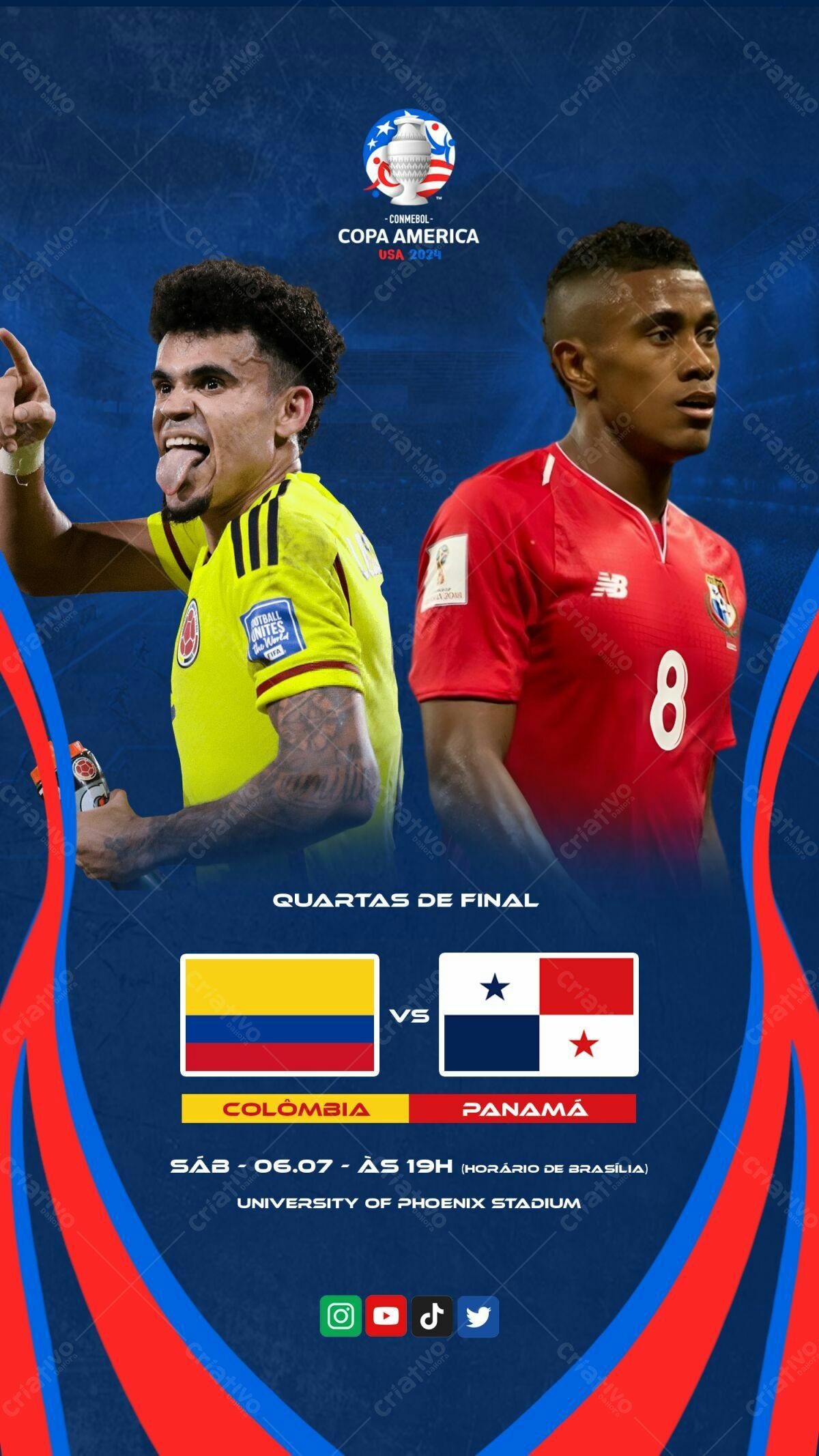 Flyer Copa América Colômbia x Panamá PSD Editável