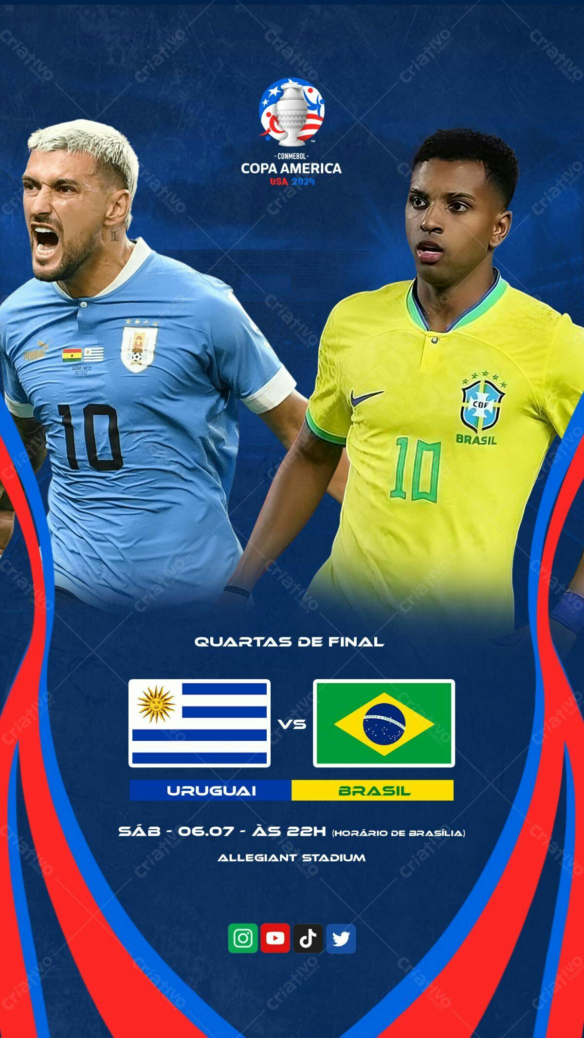 Flyer Copa América Uruguai x Brasil PSD Editável