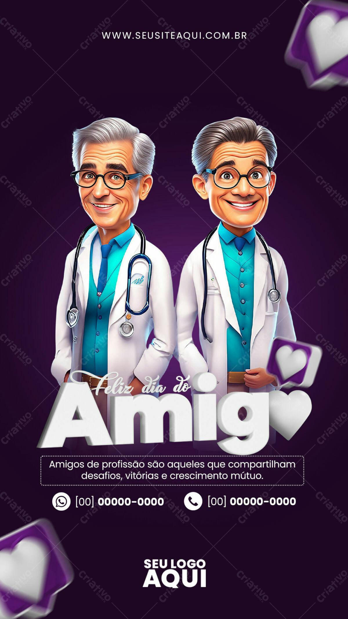 Flyer Dia da Amizade Médicos PSD Editável
