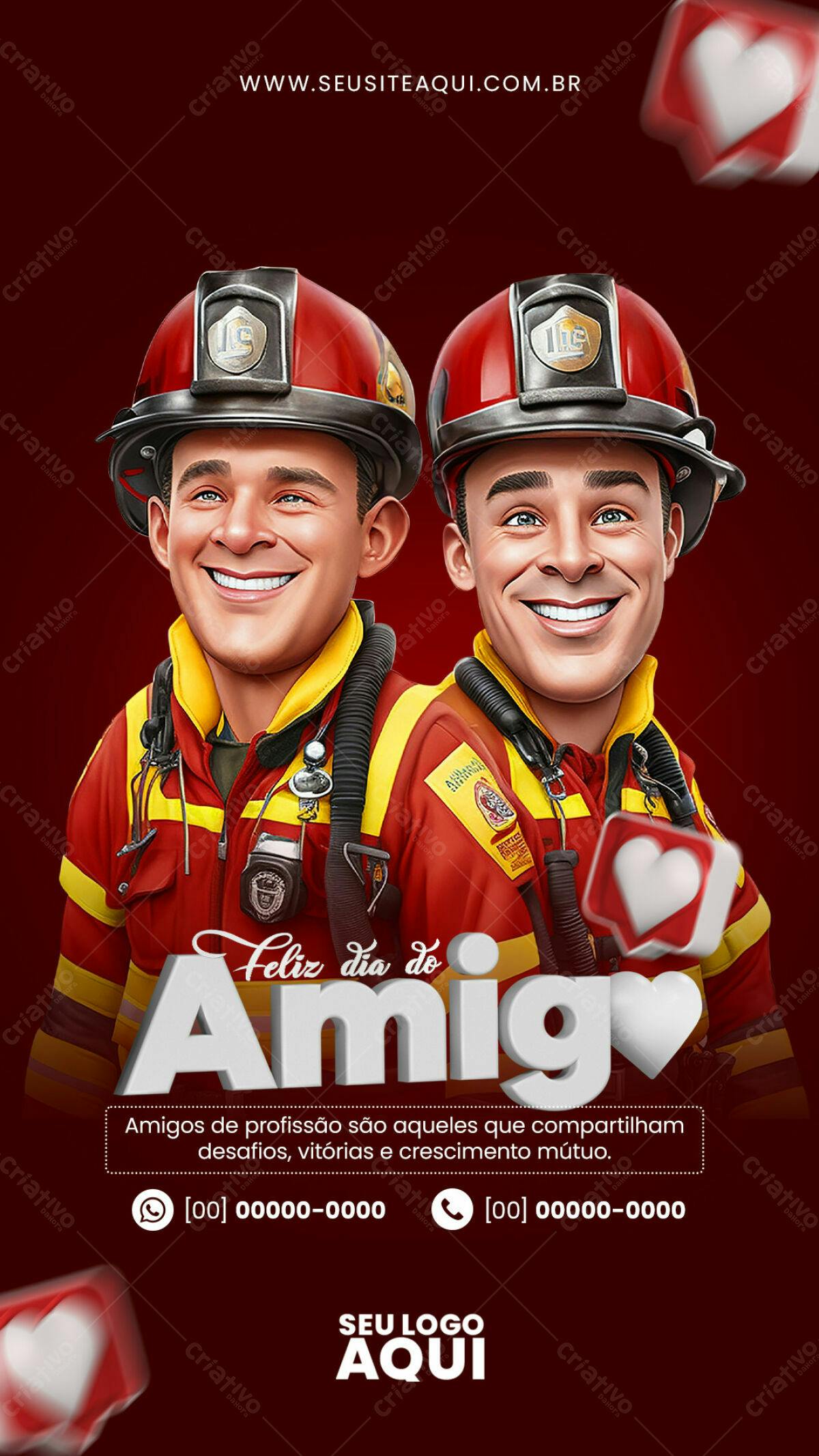 Flyer Dia do Amigo Bombeiros PSD Editável