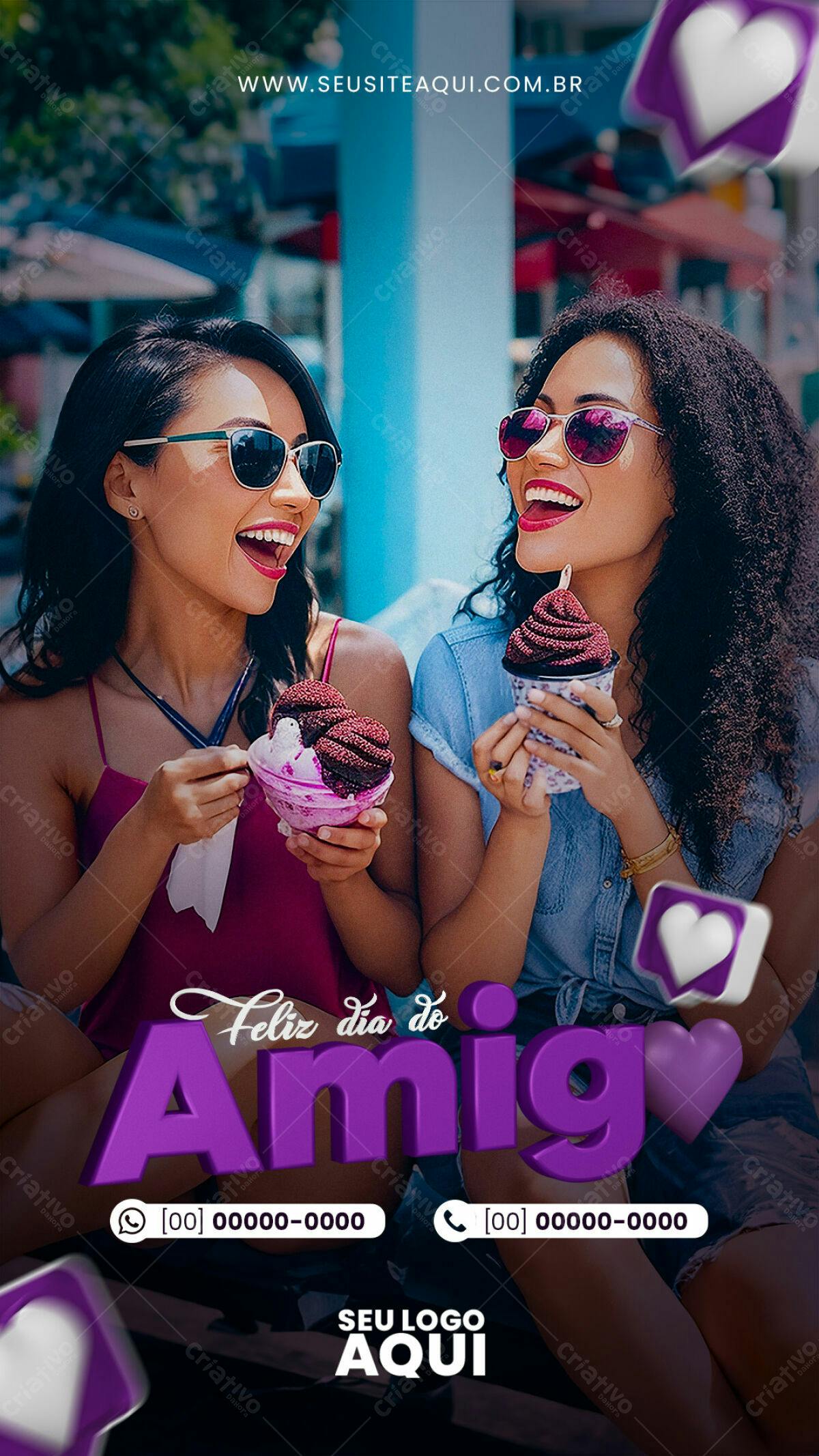 Flyer Dia da Amizade PSD Editável