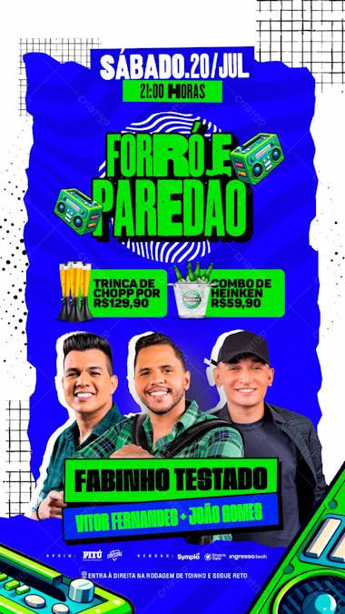 Flyer evento forró e paredão stories fabinho testado joão gomes vitor fernandes psd editável