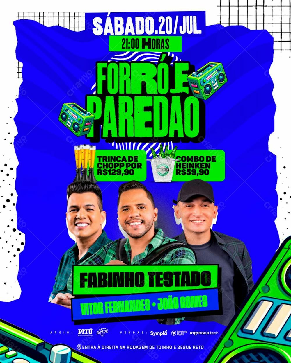 Flyer Evento Forró E Paredão Feed Fabinho Testado João Gomes Vitor Fernandes Psd Editável