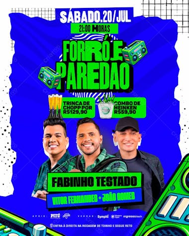 Flyer evento forró e paredão feed fabinho testado joão gomes vitor fernandes psd editável