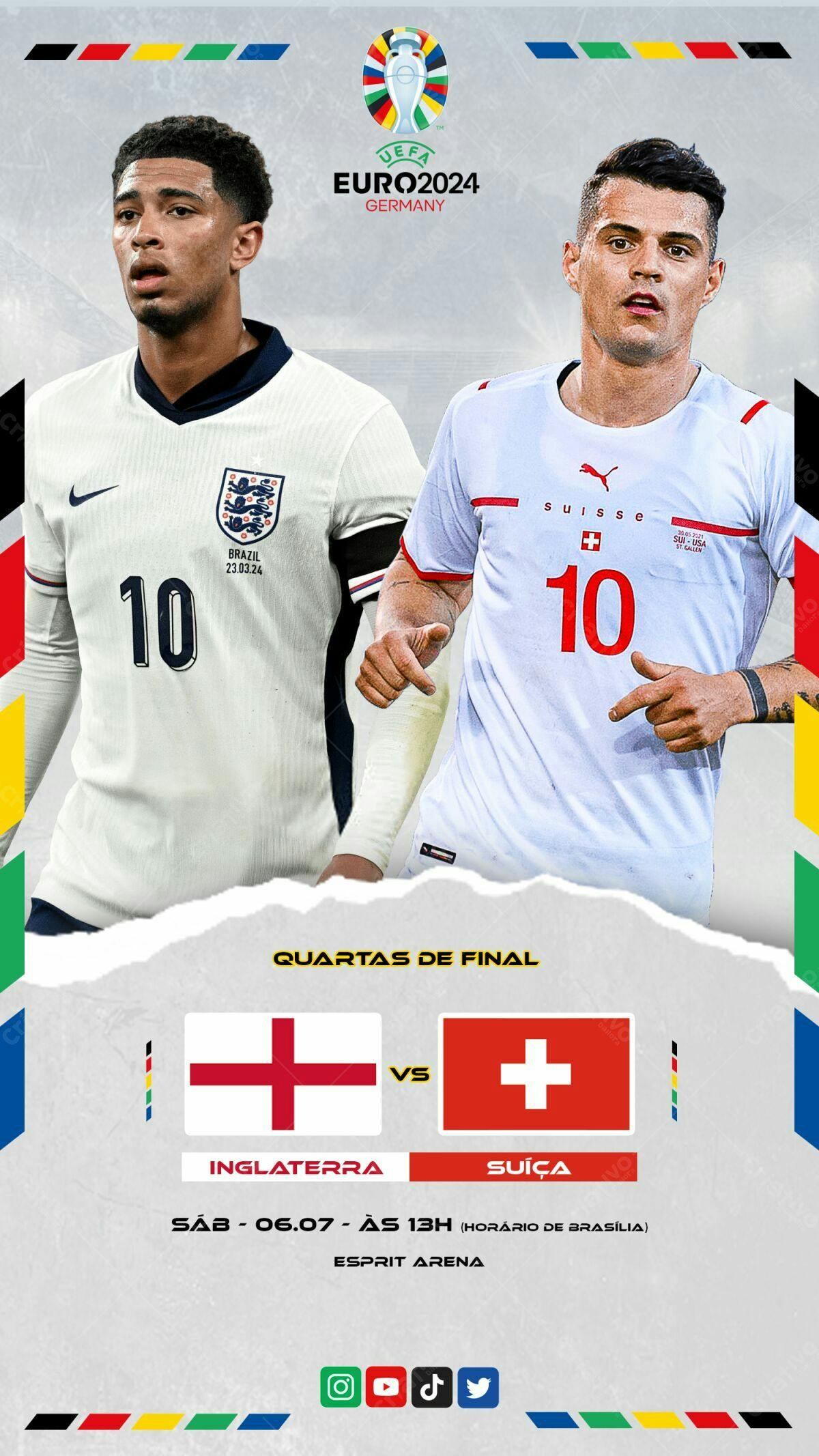 Flyer Quartas de Final Inglaterra x Suíça PSD Editável