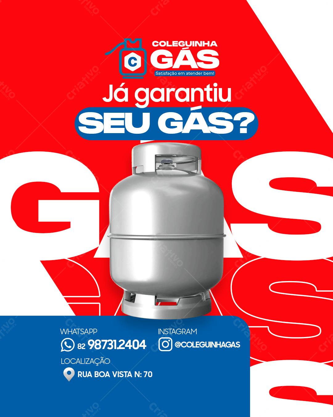 Post para Redes Sociais Gás Coleguinha PSD Editável