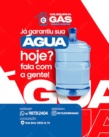 Já garantiu sua água hoje? coleguinha gás