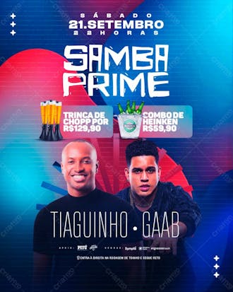 Flyer evento samba prime feed psd editável