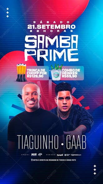 Flyer evento samba prime stories psd editável