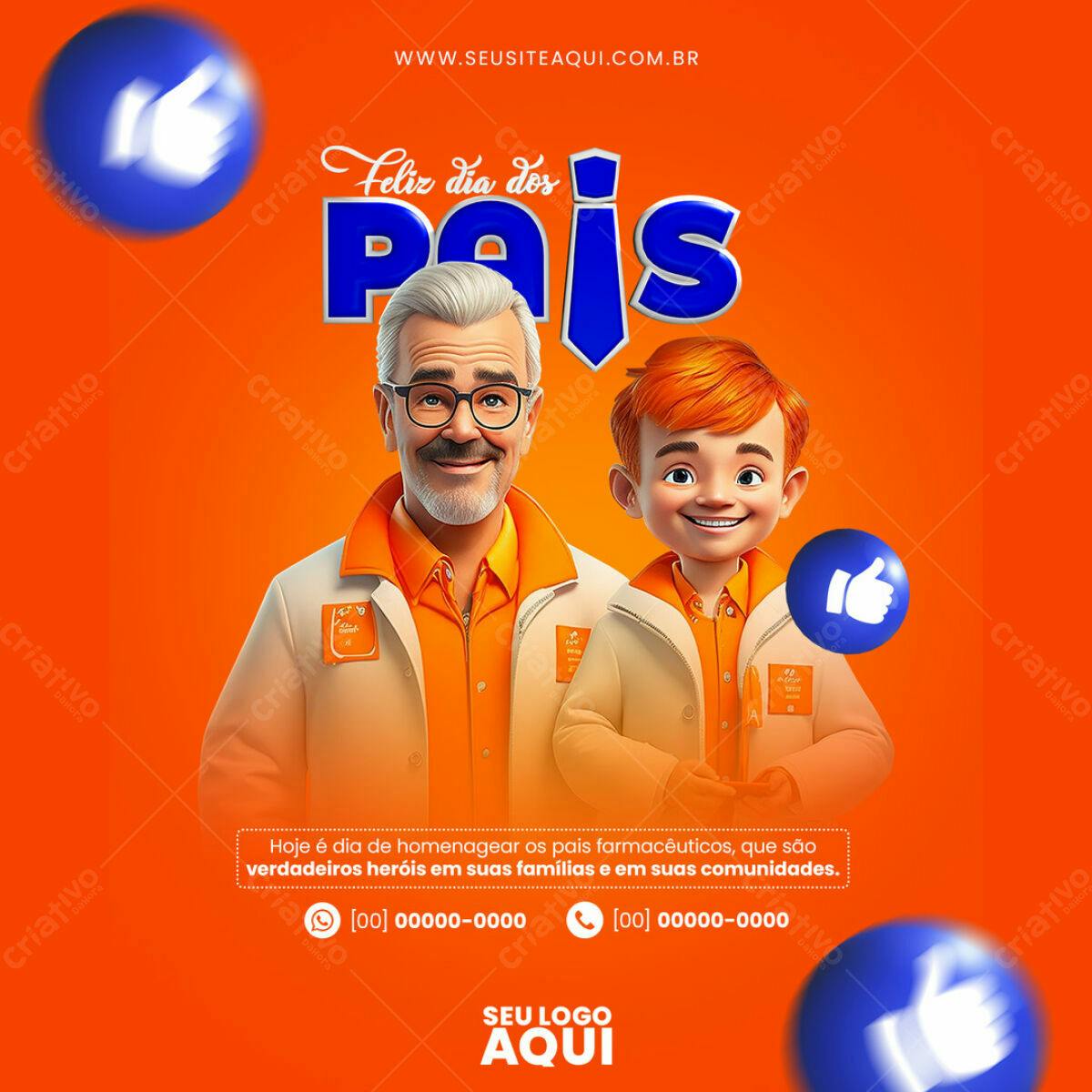 Postagem Dia dos Pais Farmácia PSD Editável
