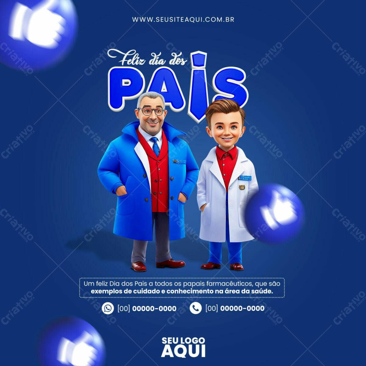 Postagem Dia dos Pais Farmácia PSD Editável