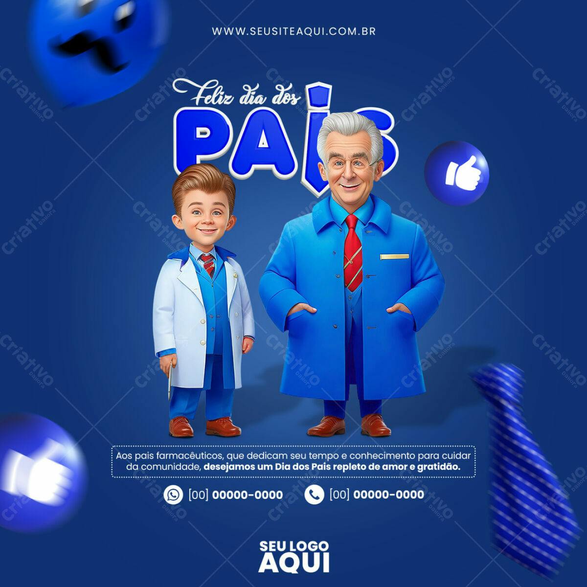 Postagem Dia dos Pais Farmacêuticos PSD Editável