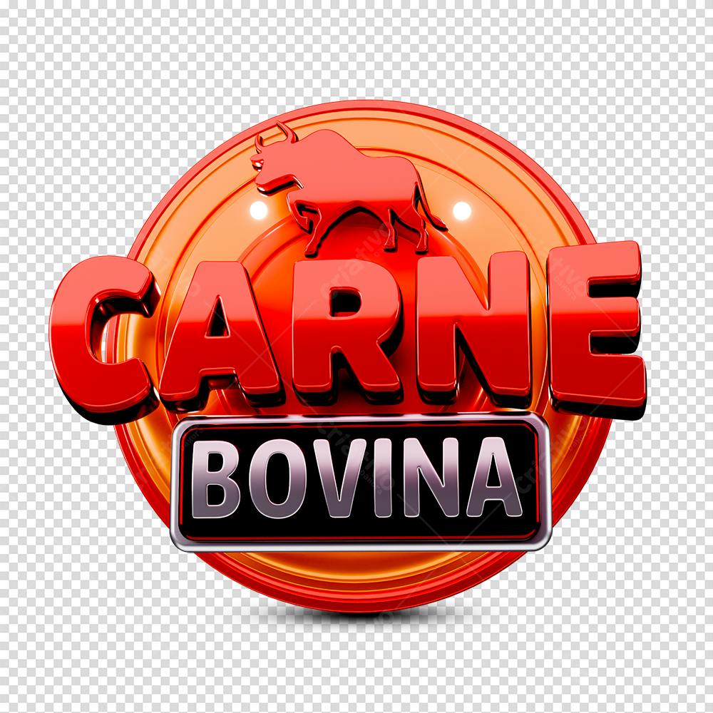 Selo 3D Carne Bovina Vermelho e Laranja Metalizado