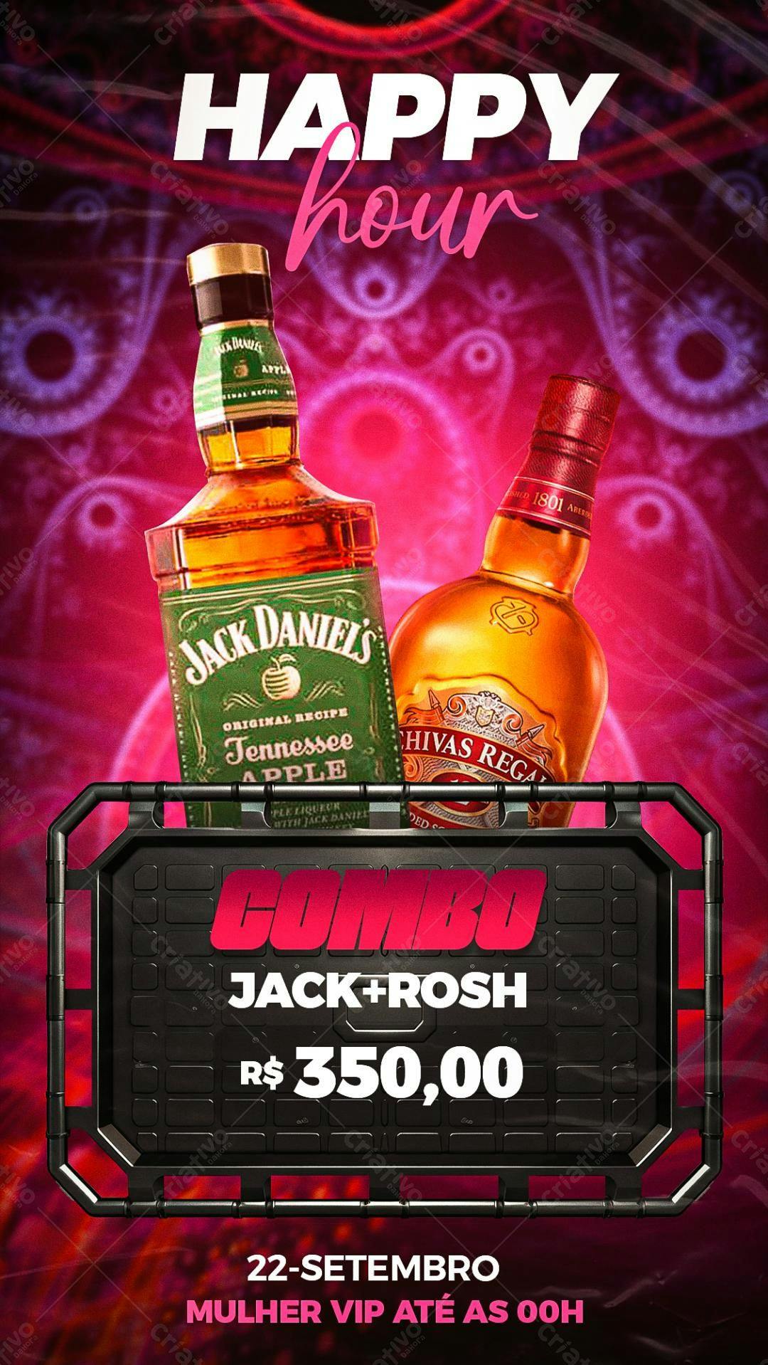 Flyer Happy Hour Combo Jack Daniel's e Chivas Regal PSD Editável