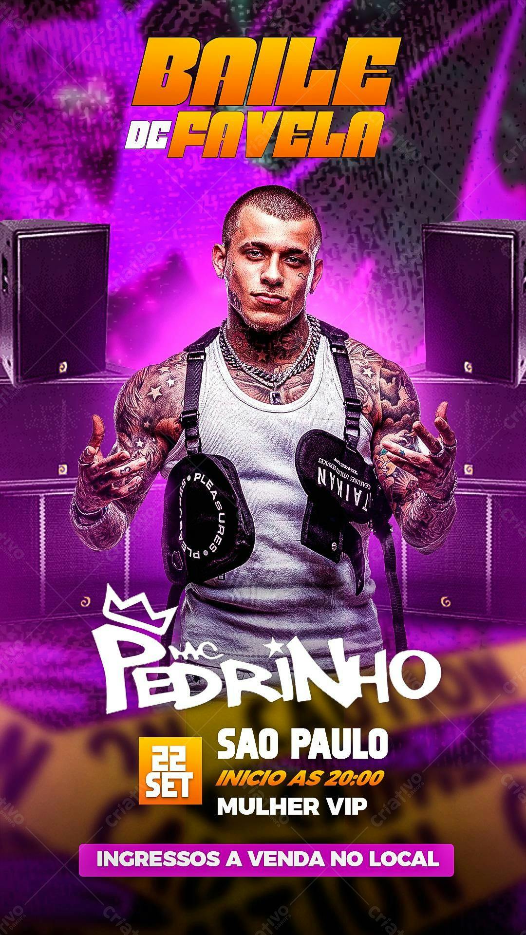 Flyer Baile de Favela com MC Pedrinho PSD Editável