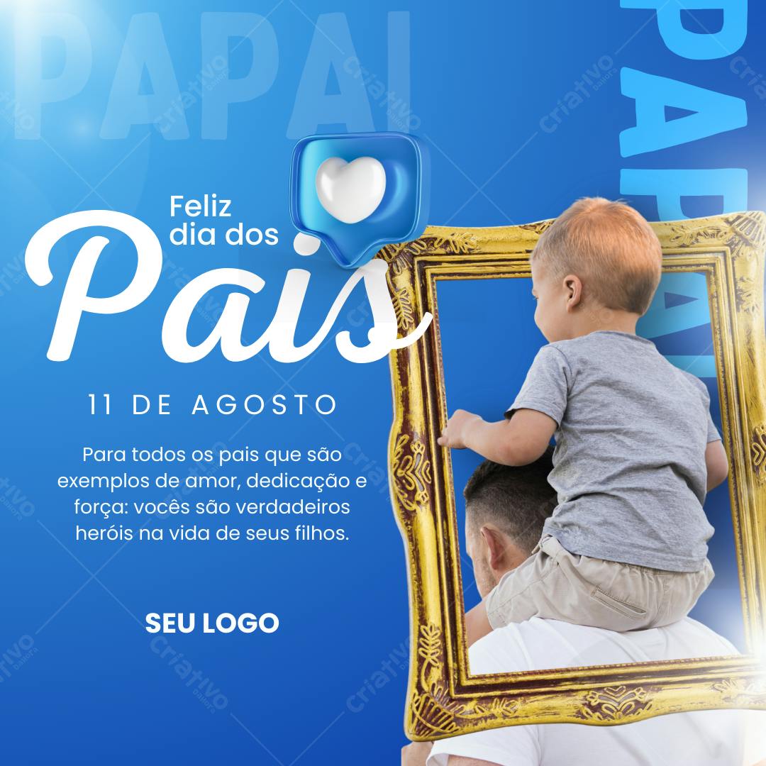 Post Instagram Dia dos Pais com moldura dourada Editável no Canva