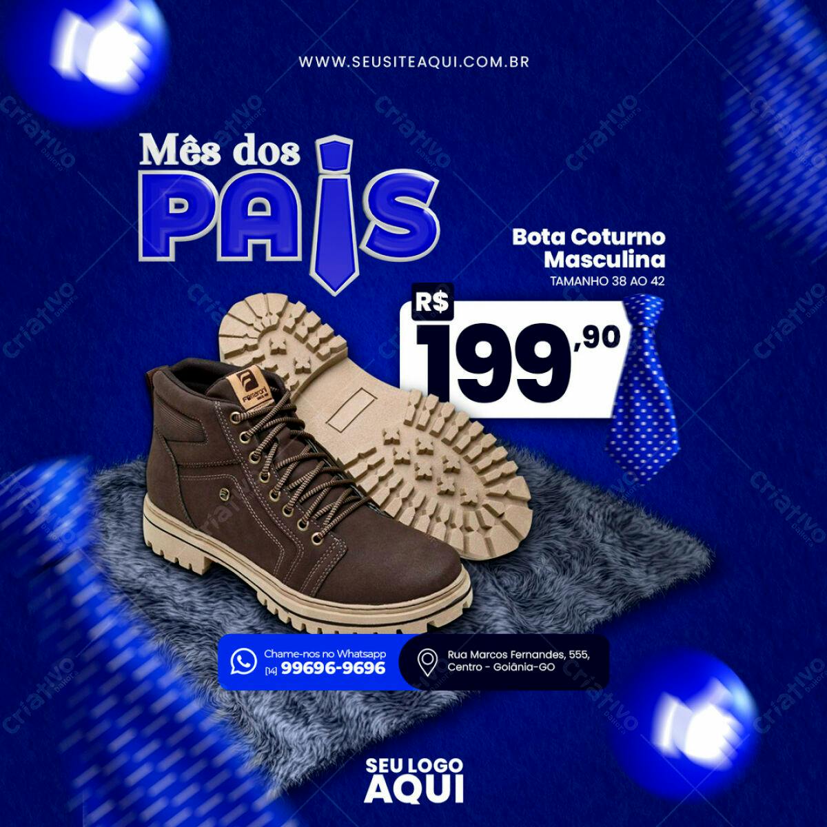 Flyer Dia dos Pais com Bota Coturno PSD Editável
