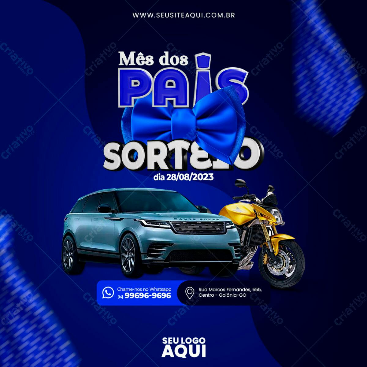 Flyer Dia dos Pais com Carro e Moto PSD Editável
